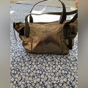 Cole Haan metallic leather tote handbag